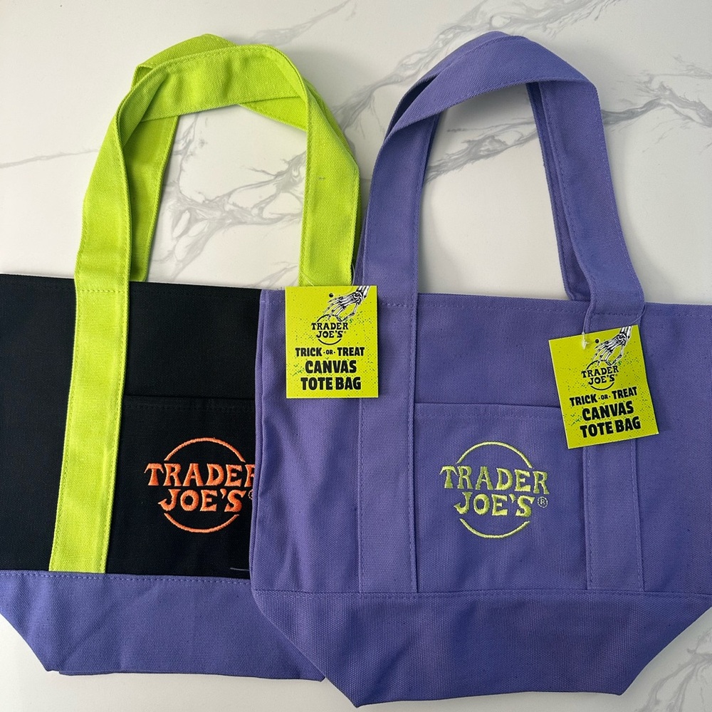 Trader Joe's Canvas Tote Bags - Black and Purple